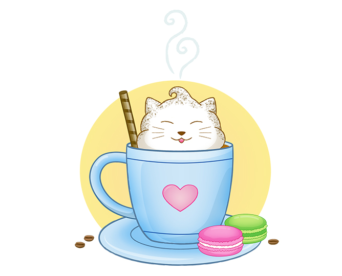 Vector illustration of a cute catppuccino