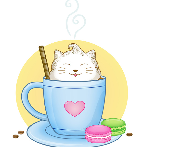 Vector illustration of a cute catppuccino