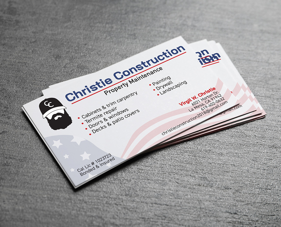 Business Card Design for Christie Construction