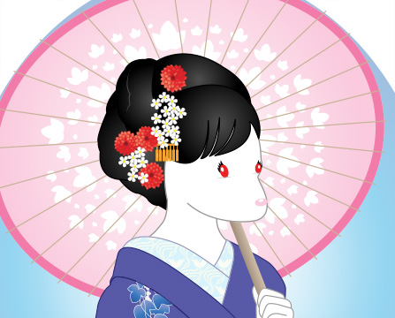 Vector illustration of a geisha mouse