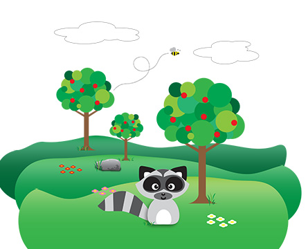 Vector illustration of a cute racoon character